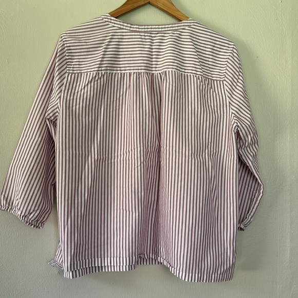 Eddie Bauer mauve and White Boxy Blouse with Cuffed Sleeves XL - Picture 6 of 7